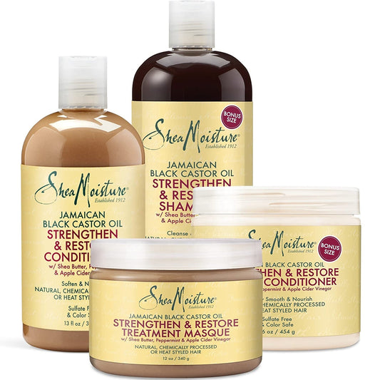 Wholesale Shine A Light 100% Pure Jamaican Black Oil Shampoo, Conditioner, Leave In Conditioner and Treatment Masque for Strengthen and Restore Hair Care Set